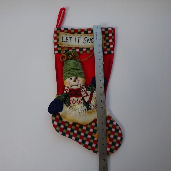 💰3/$25 Snowman 3D Christmas Stocking Holidays Decor Bell Red Green 18" - Picture 5 of 8